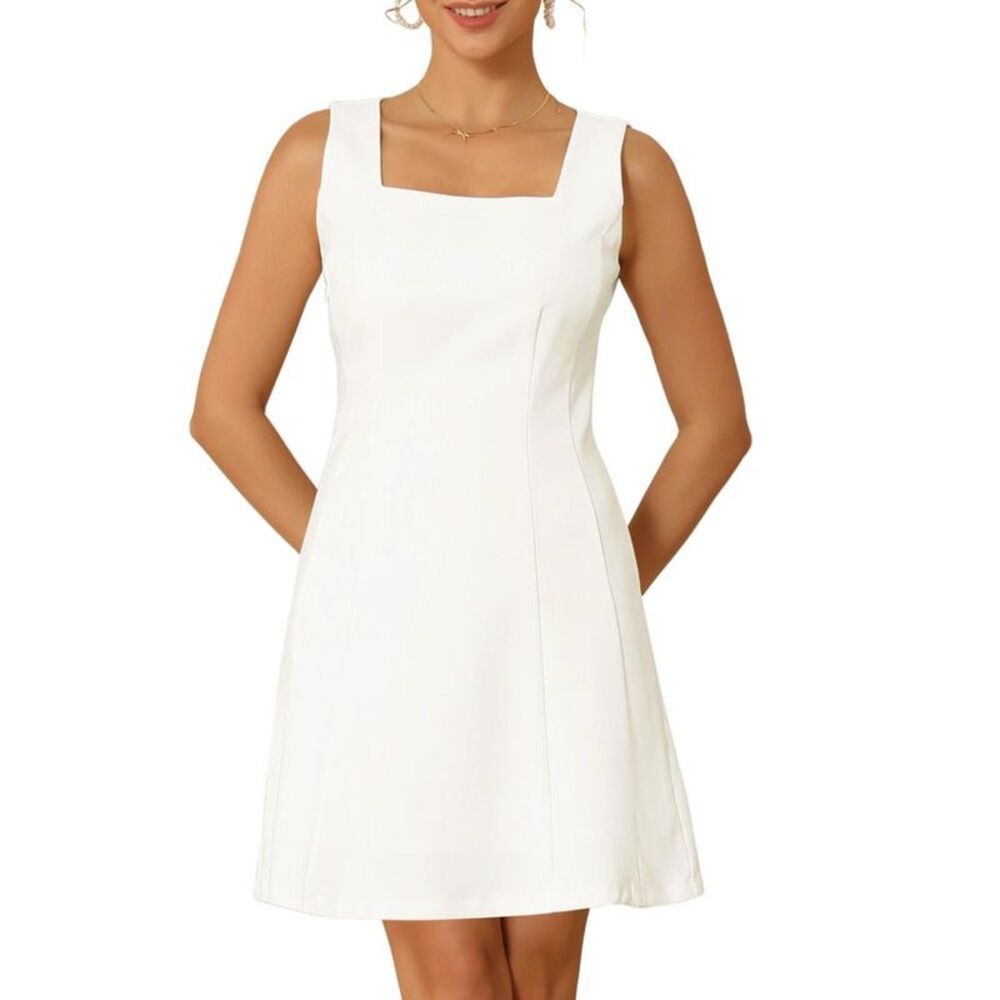 INSPIRE CHIC -  Women's Sleeveless Square Neck Adjust White